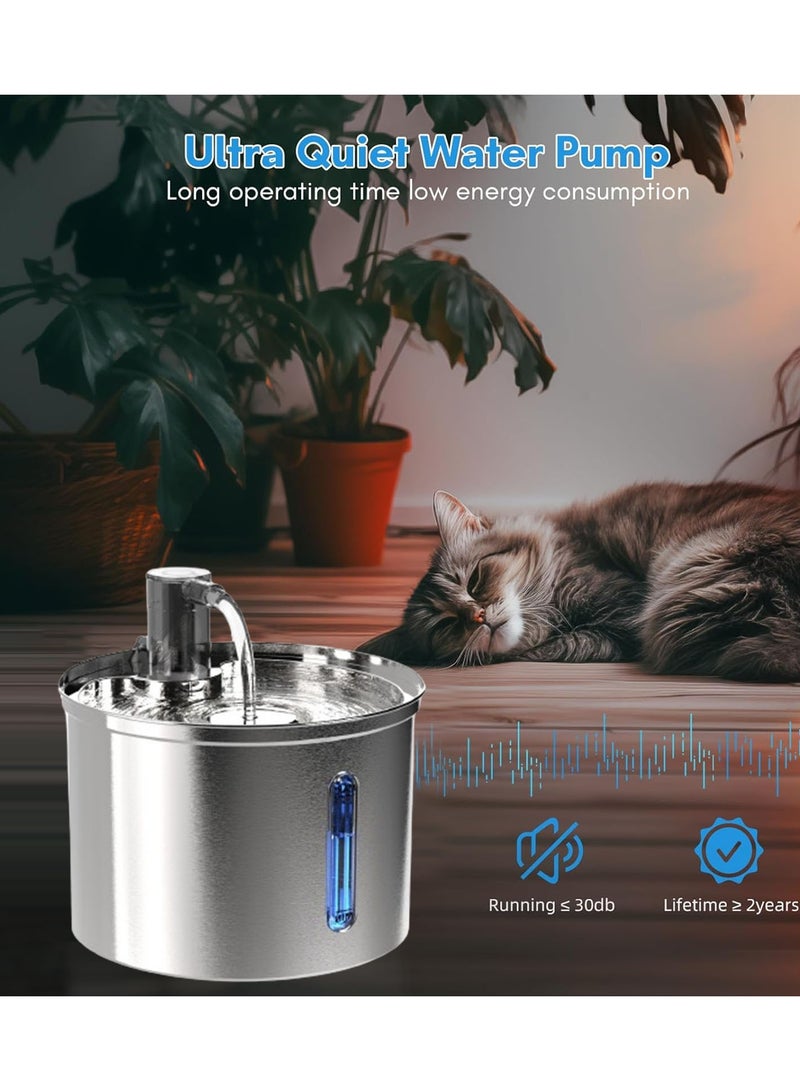 Kidle Stainless Steel Cat Water Fountain Automatic Pet Fountain Water Bowl Dog Drinking Dispenser with Water Level Window Pet Water Fountain Dog Water Dispenser - Image 4