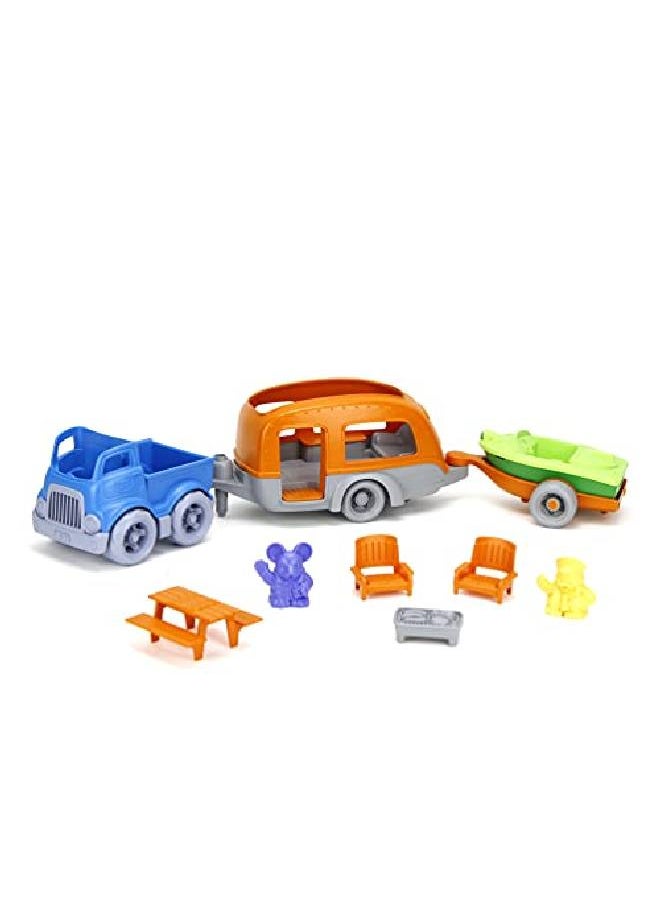 Green Toys Rv Camper Set, Blue/Orange 10 Piece Pretend Play, Motor Skills, Kids Toy Vehicle Playset. No Bpa, Phthalates, Pvc. Dishwasher Safe, Recycled Plastic, Made In Usa.  - Image 1