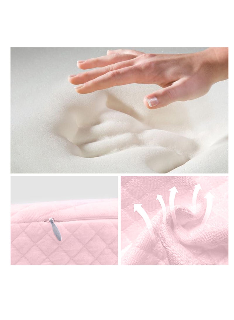Bebiland Soft Square Crib Wedge Pillow with Washable Cover, Feeding Pillows for Reflux Baby Sleep 30 * 33 * 7cm, Gerd (Pink)  - Image 3