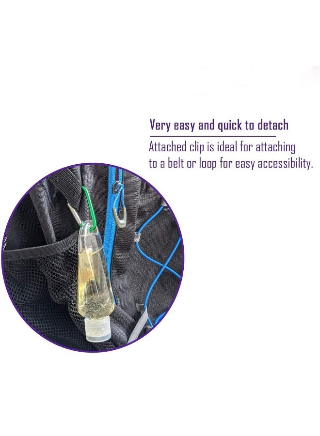 Travel Bottles Keychain 10 PCS 50ml Empty Refillable Plastic Bottle with Carabiner Portable Clear Squeeze Container Leak Proof Bottles for for Hand Sanitizer Conditioner Body Wash Liquid  - Image 2