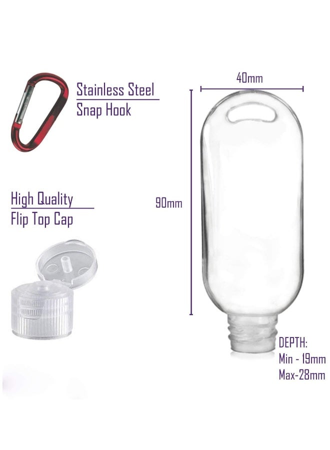 Travel Bottles Keychain 10 PCS 50ml Empty Refillable Plastic Bottle with Carabiner Portable Clear Squeeze Container Leak Proof Bottles for for Hand Sanitizer Conditioner Body Wash Liquid  - Image 4
