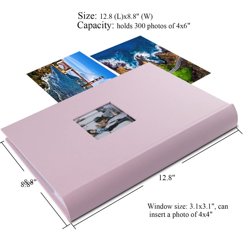 1DOT2 Luxury Fabric Photo Album 4x6 With Writing Space Acid Free Pockets Holds 300 Photos with Memo  3 Per Pages Photobook Album for Wedding Vacation Family Pink - Image 5