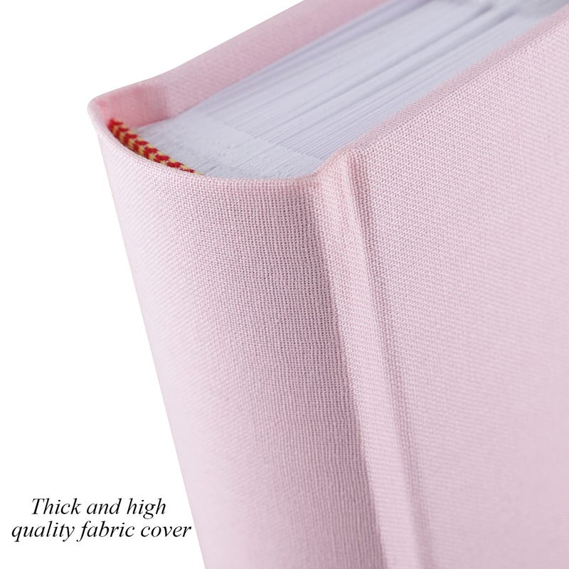 1DOT2 Luxury Fabric Photo Album 4x6 With Writing Space Acid Free Pockets Holds 300 Photos with Memo  3 Per Pages Photobook Album for Wedding Vacation Family Pink - Image 2