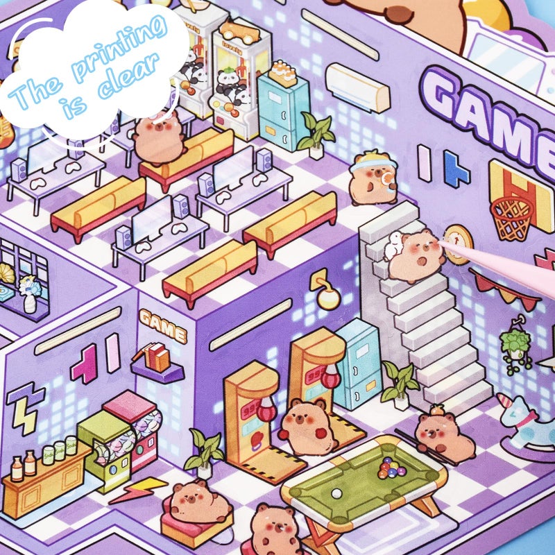 GUBEARE 20 Sets DIY 3D Sticker Scene Collection Book DIY 3D House Stickers Make Your Own Sticker Therapy Cute Cartoon Stickers Scenes for Relief Stress Pass The Time - Image 5