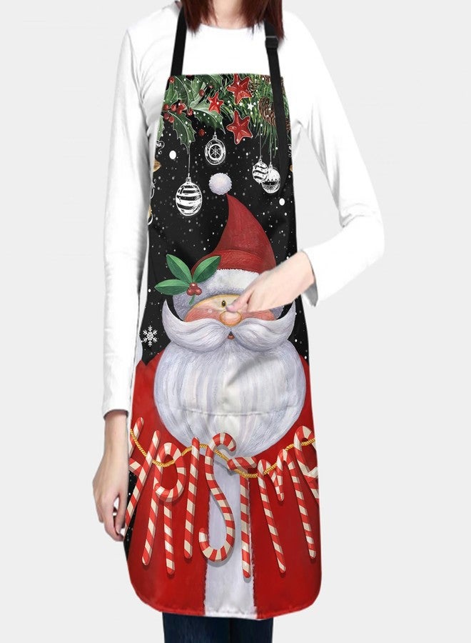 DZGlobal Christmas Apron with 2 Pockets,Santa Claus Snowflakes Xmas Winter Theme Washable Apron with Adjustable Neck for Men Women Kitchen Cooking Baking Grilling Dinner Party Restaurant - Image 5