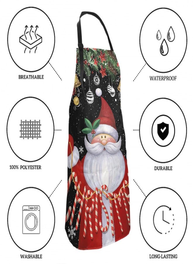 DZGlobal Christmas Apron with 2 Pockets,Santa Claus Snowflakes Xmas Winter Theme Washable Apron with Adjustable Neck for Men Women Kitchen Cooking Baking Grilling Dinner Party Restaurant - Image 3