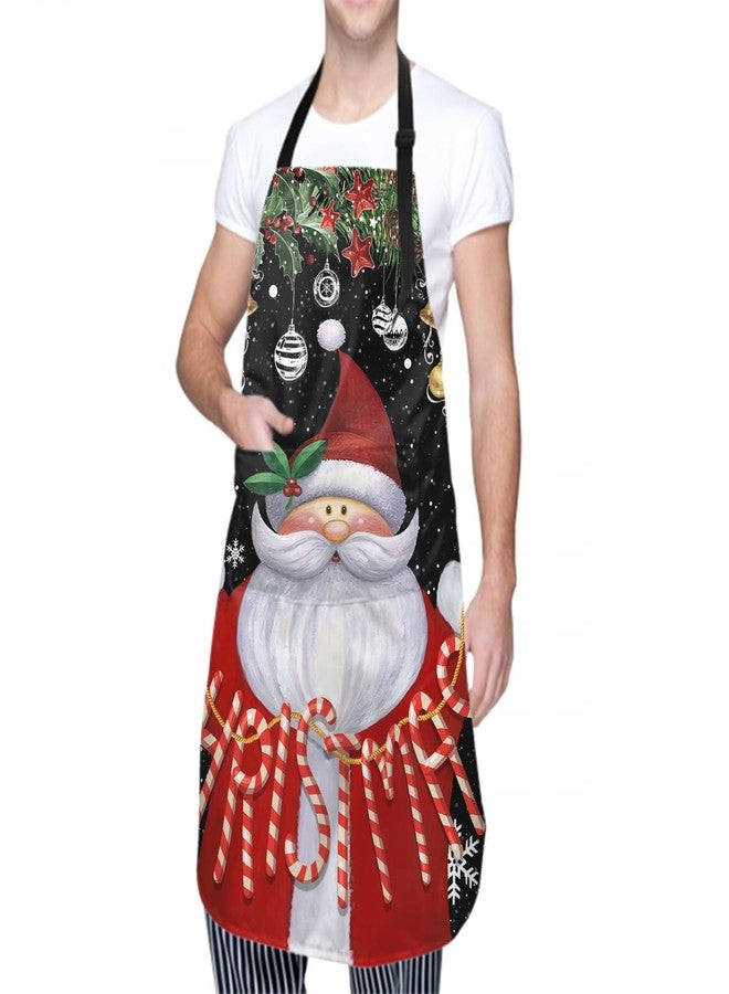 DZGlobal Christmas Apron with 2 Pockets,Santa Claus Snowflakes Xmas Winter Theme Washable Apron with Adjustable Neck for Men Women Kitchen Cooking Baking Grilling Dinner Party Restaurant - Image 4