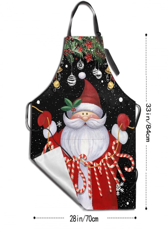 DZGlobal Christmas Apron with 2 Pockets,Santa Claus Snowflakes Xmas Winter Theme Washable Apron with Adjustable Neck for Men Women Kitchen Cooking Baking Grilling Dinner Party Restaurant - Image 2
