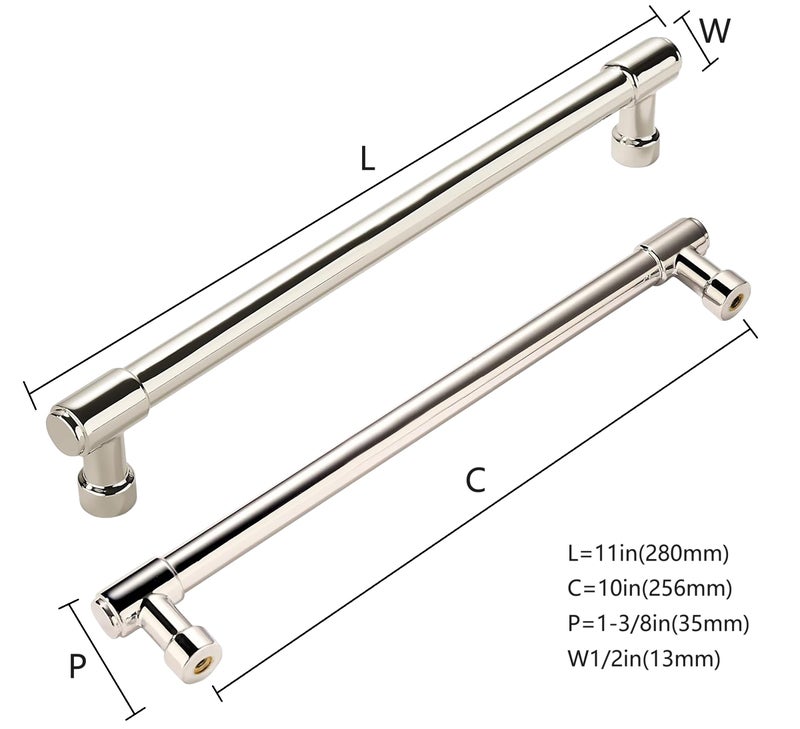 Khtumeware 2 Pack Polished Nickel Cabinet Pulls 10 Inch(256Mm) Center To Center Kitchen Cabinet Hardware Heavy Duty Handles For Cabinets Pulls For Cabinets Dresser Pulls - Image 2