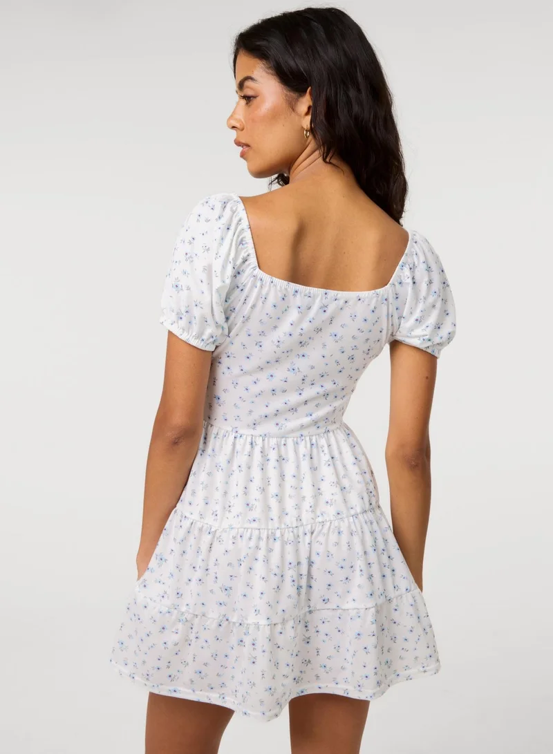 بينك فانيلا Jersey Cap Sleeve Ditsy Smock Dress