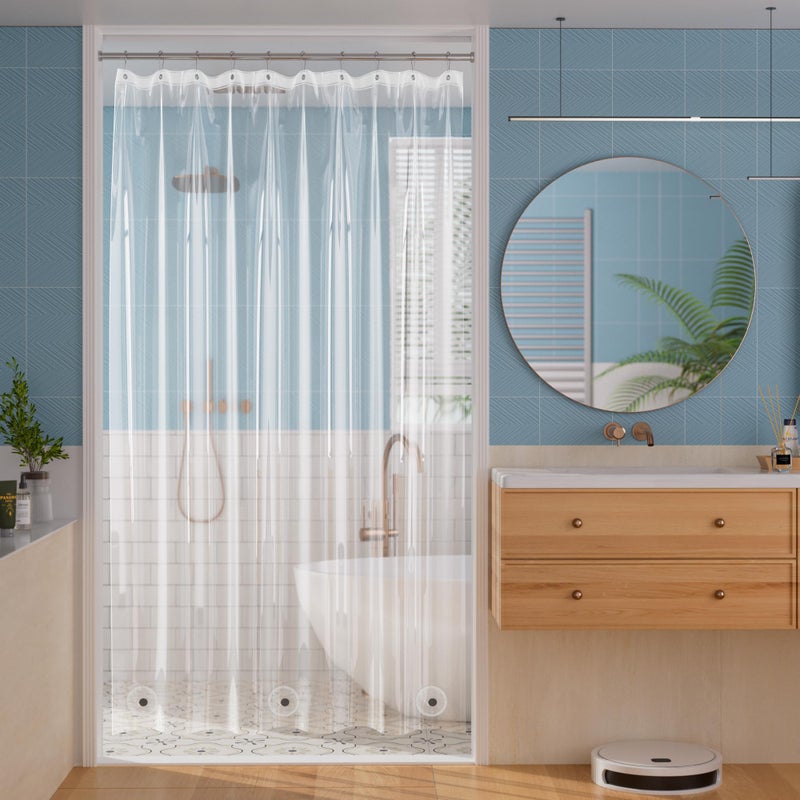 Titanker Shower Curtain Liner 60x72, Clear Plastic Shower Liner Lightweight PEVA Waterproof Shower Curtains for Bathroom with Magnets and Rustproof Grommet Holes - Image 1