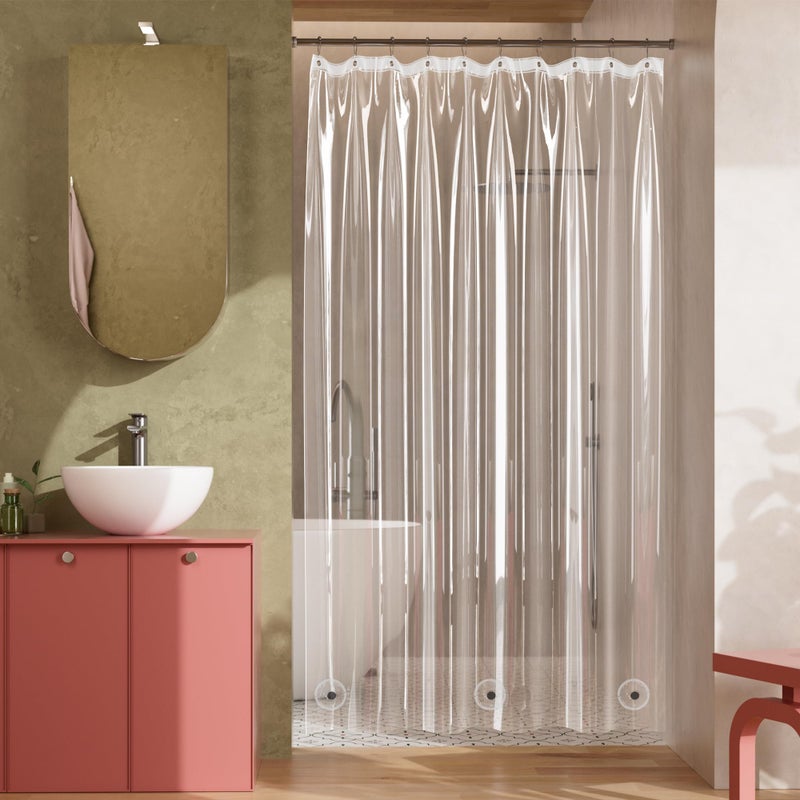 Titanker Shower Curtain Liner 60x72, Clear Plastic Shower Liner Lightweight PEVA Waterproof Shower Curtains for Bathroom with Magnets and Rustproof Grommet Holes - Image 2