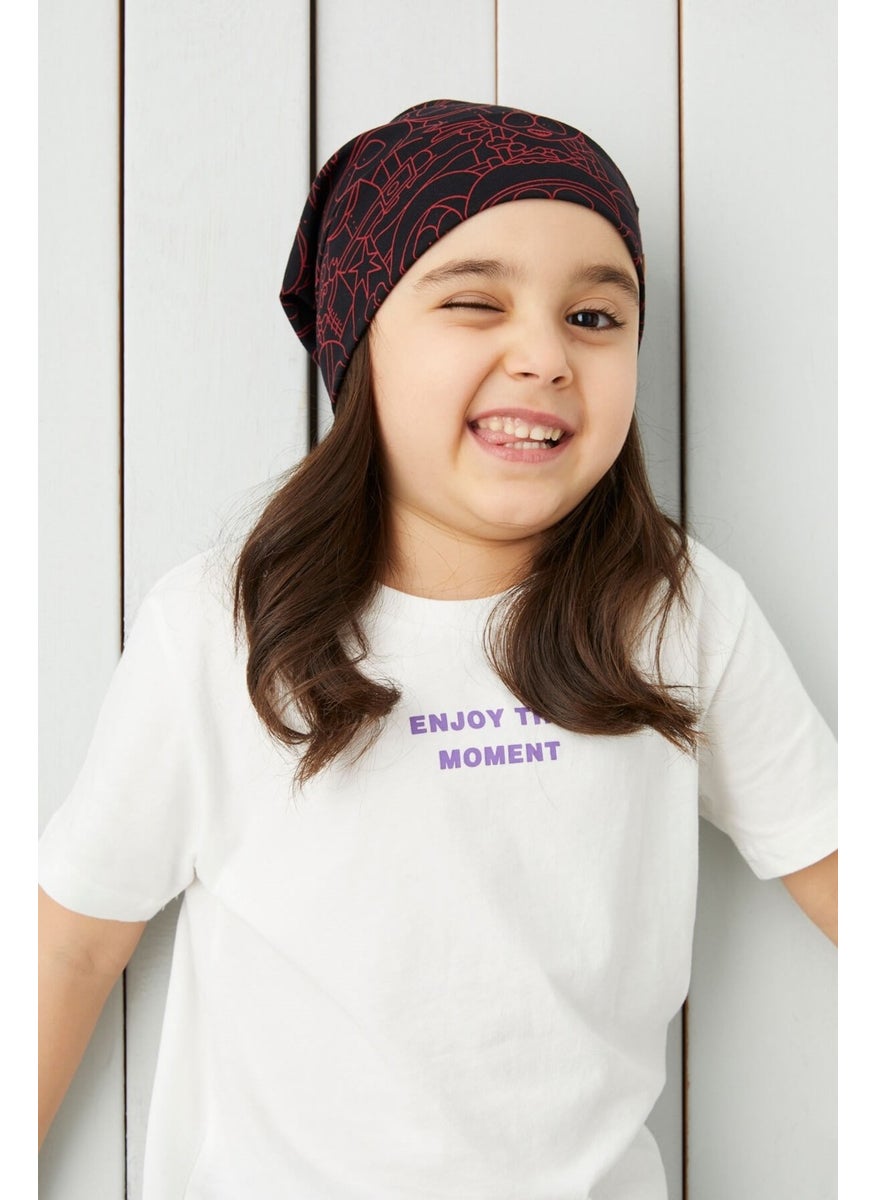 Babygiz Girl's Black Red Yarn 4 Season Hat Beanie Buff Soft Combed Cotton  - Image 3