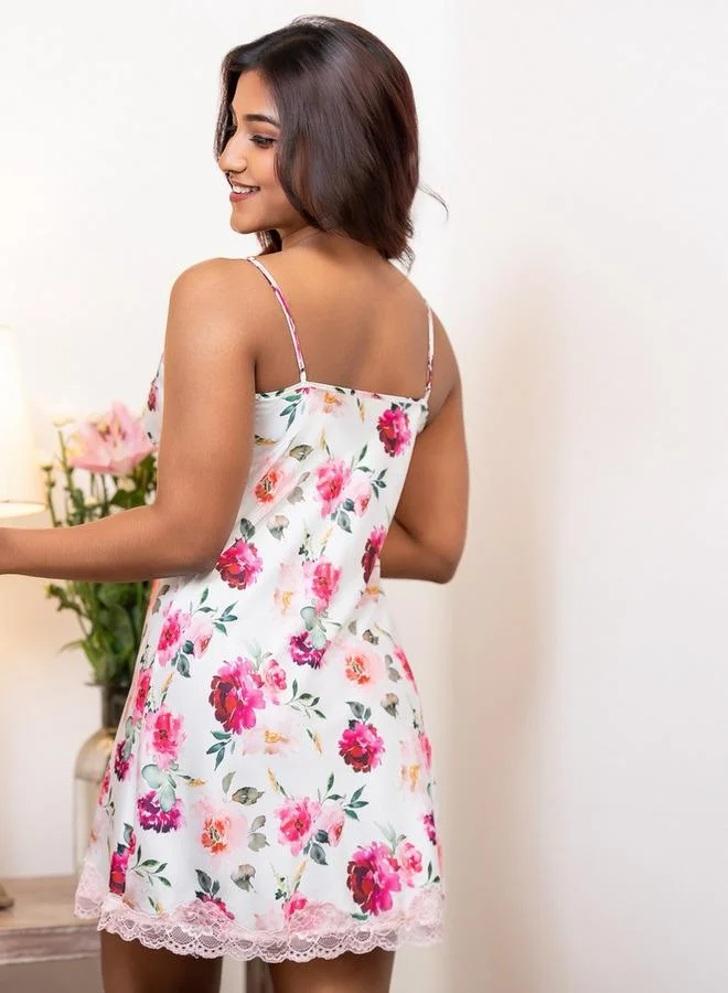 Aadaraya  Aadaraya Night Dress Sleeveless Lace Detail for Women | Best Price UAE