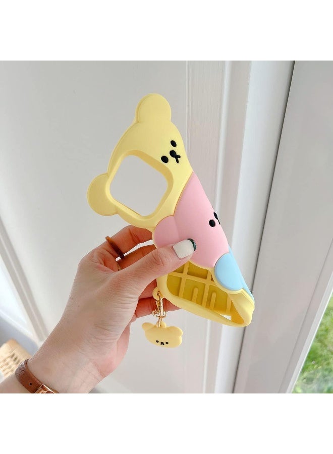 جراب هاتف iPhone 15 Pro Max Bear، جراب هاتف Kawaii ثلاثي الأبعاد من السيليكون الكرتوني مع سلسلة مفاتيح مرحة، مناسب لهاتف iPhone 15 Pro Max جراب لطيف واقٍ من المطاط الناعم للنساء والفتيات - Image 5