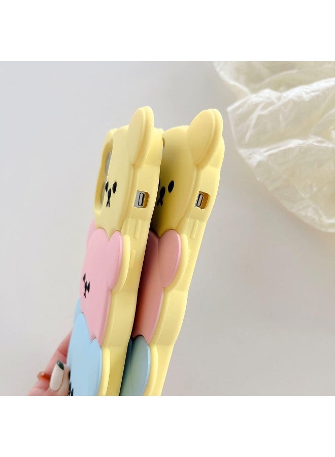 جراب هاتف iPhone 15 Pro Max Bear، جراب هاتف Kawaii ثلاثي الأبعاد من السيليكون الكرتوني مع سلسلة مفاتيح مرحة، مناسب لهاتف iPhone 15 Pro Max جراب لطيف واقٍ من المطاط الناعم للنساء والفتيات - Image 4