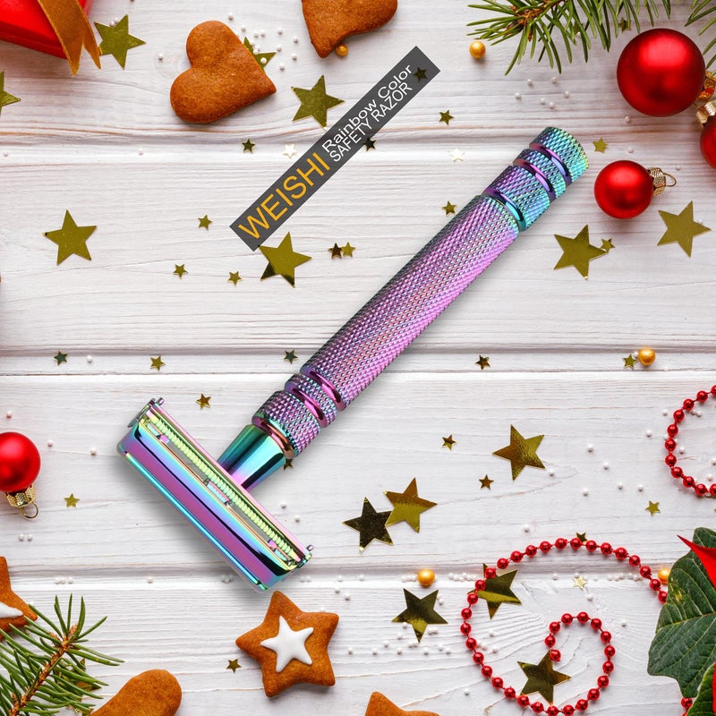 WEISHI Safety Razor Butterfly Open Double Edge Elegant Rainbow Color Womens Razor - Image 2