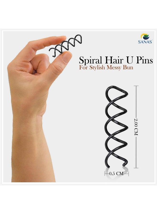 Sanas Global Quickly Spiral Hair Pins, Spirals Twisted Metal Easy Hair Bun Maker Cute Hair Pins, Spin Pins Bobby Pins For Womwn (Pack Of 20), Black - Image 2