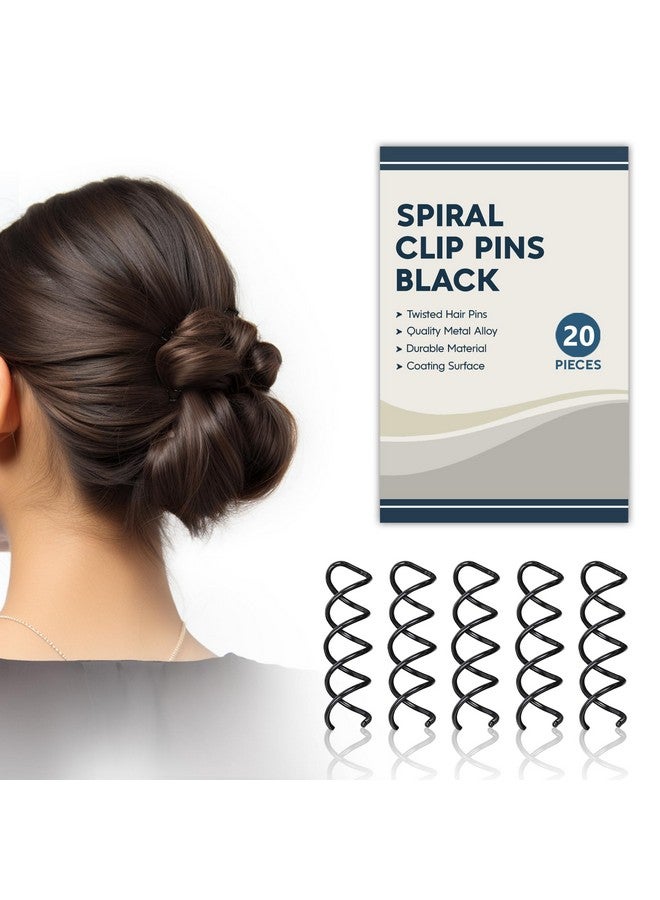 Sanas Global Quickly Spiral Hair Pins, Spirals Twisted Metal Easy Hair Bun Maker Cute Hair Pins, Spin Pins Bobby Pins For Womwn (Pack Of 20), Black - Image 1
