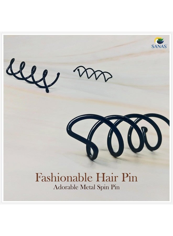 Sanas Global Quickly Spiral Hair Pins, Spirals Twisted Metal Easy Hair Bun Maker Cute Hair Pins, Spin Pins Bobby Pins For Womwn (Pack Of 20), Black - Image 4