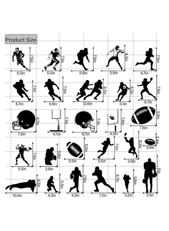 WOYINIS Set of Football Player Wall Decals Football Wall Stickers Peel & Stick Rugby Wall Decal Sport Wall Stickers for Kids Boys Teens Bedroom Playroom Classroom Decor - Image 4