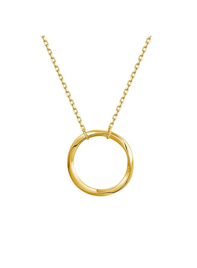 S.Leaf Dainty Circle Pendant Necklace For Women 14K Gold Plated Circle Interlock Friendship Sister Mother Daughter Necklace Birthday/Christmas Jewelry Gifts (Circle_Necklace_Mirror_Gold) - Image 1