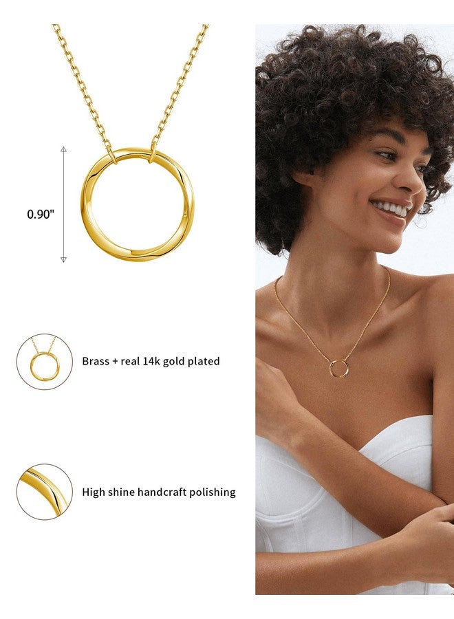 S.Leaf Dainty Circle Pendant Necklace For Women 14K Gold Plated Circle Interlock Friendship Sister Mother Daughter Necklace Birthday/Christmas Jewelry Gifts (Circle_Necklace_Mirror_Gold) - Image 4
