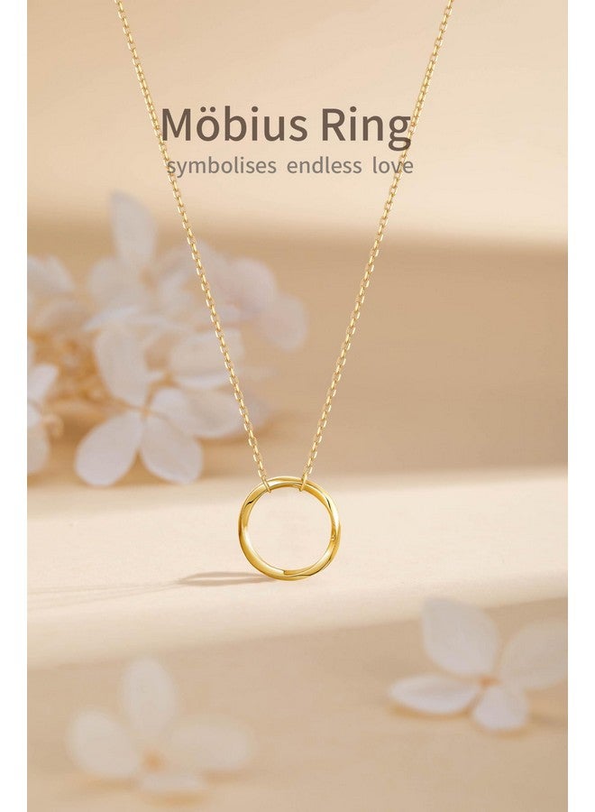 S.Leaf Dainty Circle Pendant Necklace For Women 14K Gold Plated Circle Interlock Friendship Sister Mother Daughter Necklace Birthday/Christmas Jewelry Gifts (Circle_Necklace_Mirror_Gold) - Image 3