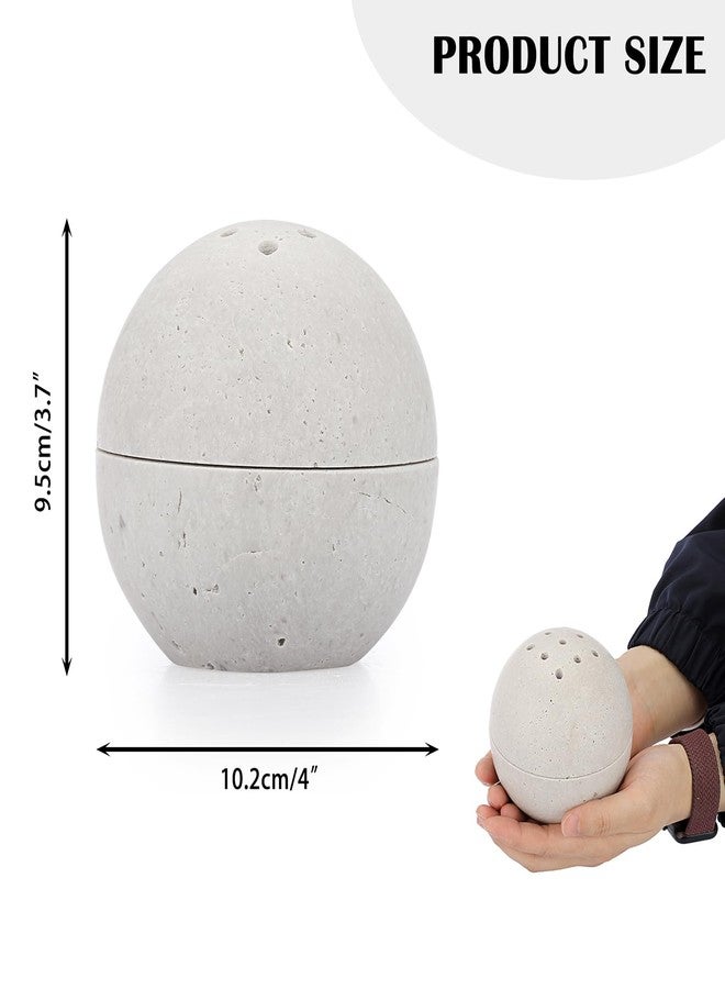 ELLDOO Natural Travertine Incense Holder, Home Decor Handmade Ball Shape Incense Cone Burner for Yoga Meditation SPA Reading, Gray - Image 2