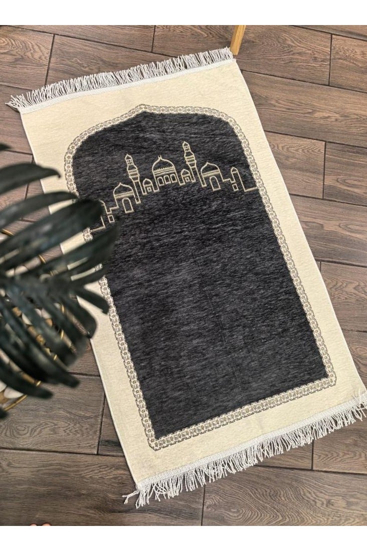 Soft Velvet Prayer Rug - Gray