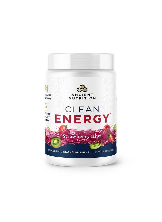 Ancient Nutrition Clean Energy Powder, Strawberry Kiwi, Supports Healthy Energy and Cognitive Health, Promotes Mental Alertness and Focus, 30 Servings - Image 1