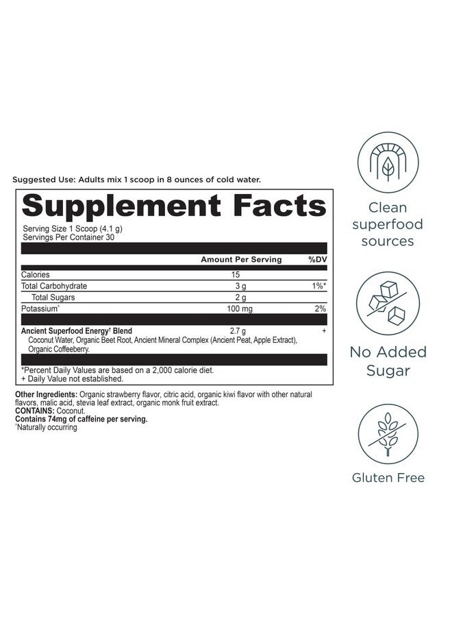 Ancient Nutrition Clean Energy Powder, Strawberry Kiwi, Supports Healthy Energy and Cognitive Health, Promotes Mental Alertness and Focus, 30 Servings - Image 2