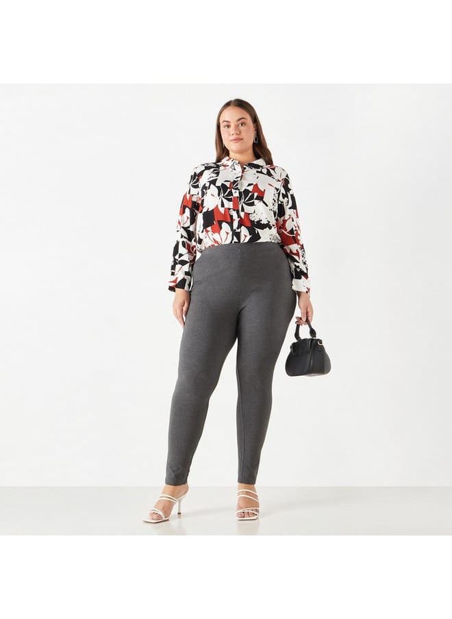 Ulla Popken Plus Size Ulla Popken All-Over Print Shirt with Collar and Long Sleeves  - Image 2