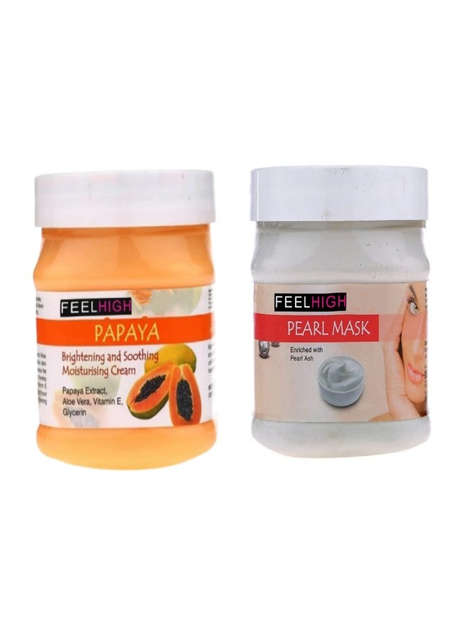 Feelhigh Face And Body Papaya Cream 500gm And Face Mask 500gm- Skin care Products- Facial product - All Skin type of usage (Papaya Cream And Pearl Mask)