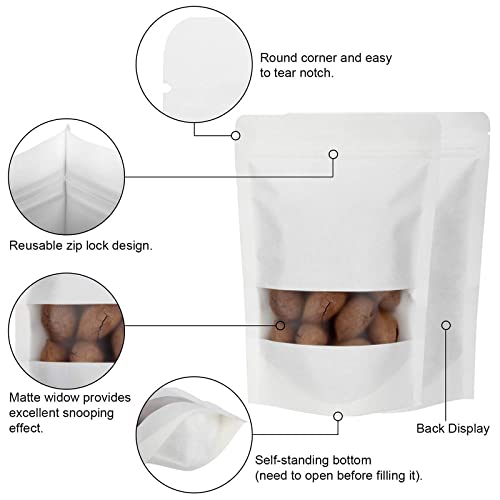Deera DEERA Stand Up Ziplock Reusable Airtight Polyester Storage Pouch Matte White100mmX170mmPack of 100  - Image 3