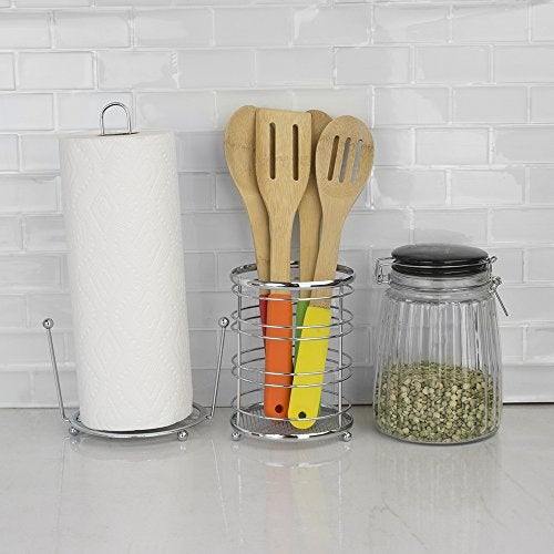 Home Basics Kitchen Utensil Holder for Kitchen Counter Chrome Plated Steel Utensil Crock | Utensil Storage Caddy Organizer for Cooking Spoons, Spatulas, Forks, Whisks, and More - Image 5