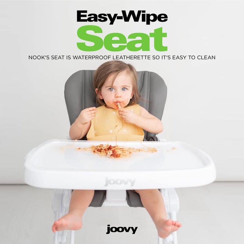 Joovy Nook High Chair Featuring Four-Position Adjustable Swing Open Tray, and Removable, Dishwasher-Safe Tray Insert for Easy Cleaning - Folds Down Flat for Easy Storage (Charcoal) - Image 4