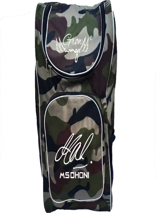 Grow wings Branded Cricket Kit Bag with Special Bat Holder On Two Side, Duffle Kit Bag, Backpack, Full Size with Shoulder Straps (Army) - Image 1