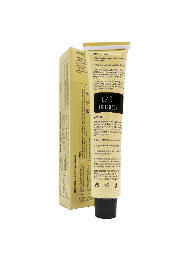 Kooswalla Hair Color - 6/3 Dark Golden Blonde 100ml - Image 3