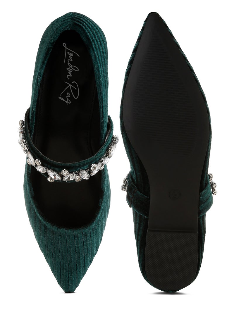 لندن راج بروش ماسي من مخمل راقصات الباليه باللون الأخضر - Image 4