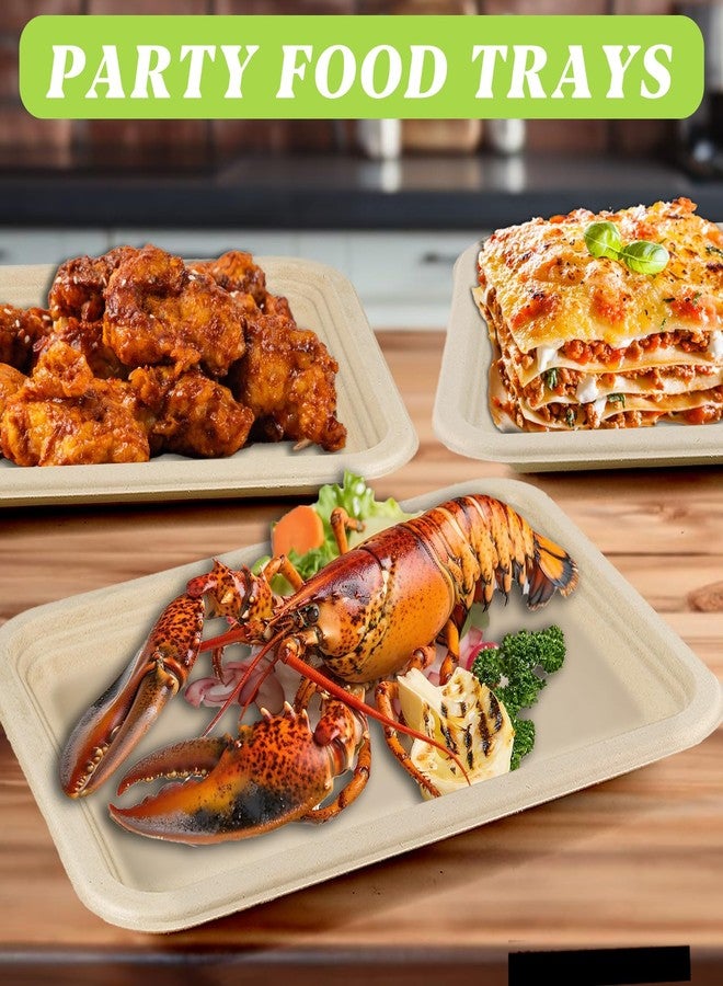 Xvvirnt 50 Pack 14 Inch Disposable Food Trays, Compostable Extra Large Paper Plates, Heavy Duty Large Paper Platter Plates, Platters Trays for Serving Crawfish Lobster, Crab, Seafood Boil - Image 5