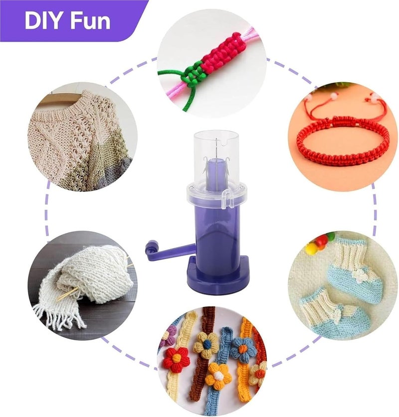 Snivy Snivy Hand Spool Knitter, Hand Knitting Machine DIY Household Hand Spool Knitter Hand Operated Knitting Machine Craft Bracelet Weave Tool  - Image 5