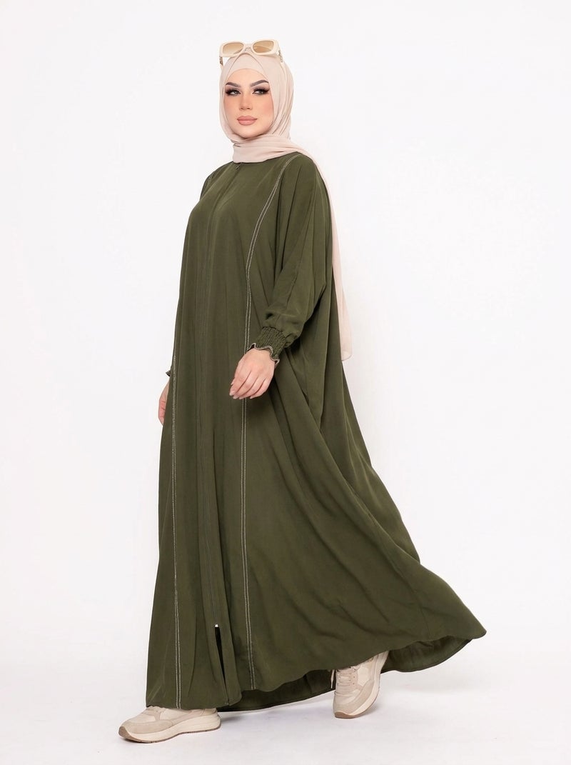 Elegant Women's Abaya with Wide Cut and Side Embellishments, ZYTONY Color, Suitable for Daily & Formal Occasions - Image 3