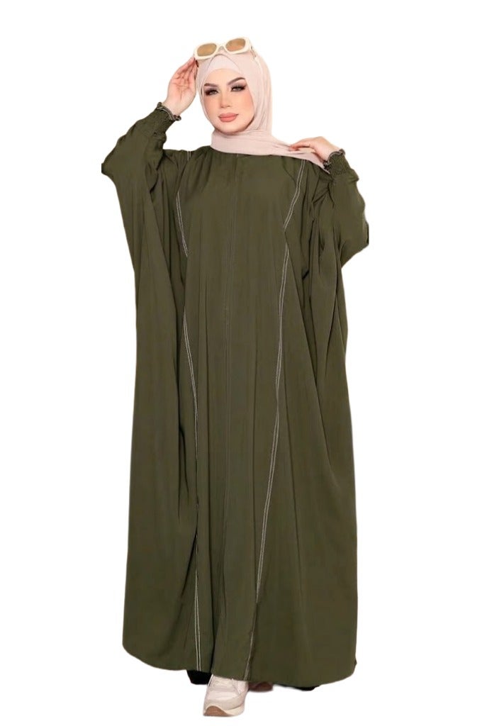 Elegant Women's Abaya with Wide Cut and Side Embellishments, ZYTONY Color, Suitable for Daily & Formal Occasions - Image 1