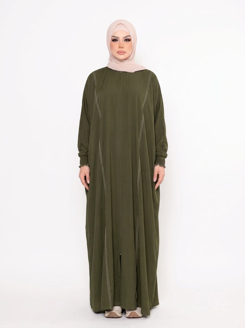 Elegant Women's Abaya with Wide Cut and Side Embellishments, ZYTONY Color, Suitable for Daily & Formal Occasions - Image 2