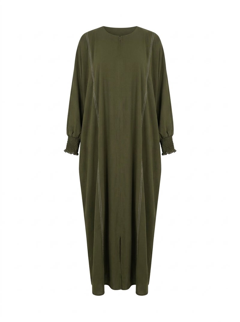 Elegant Women's Abaya with Wide Cut and Side Embellishments, ZYTONY Color, Suitable for Daily & Formal Occasions - Image 4