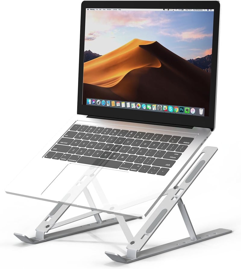 PHOCAR Durable versatile substance Portable Laptop Stand for Desk with 6 Adjustable Angles, Ergonomic, Anti-slip & Anti-scratch, Aluminum Foldable MacBook Stand Compatible with MacBook Air, Pro, and All 13" to 15.7" Laptops High precision lightweight material - Image 1