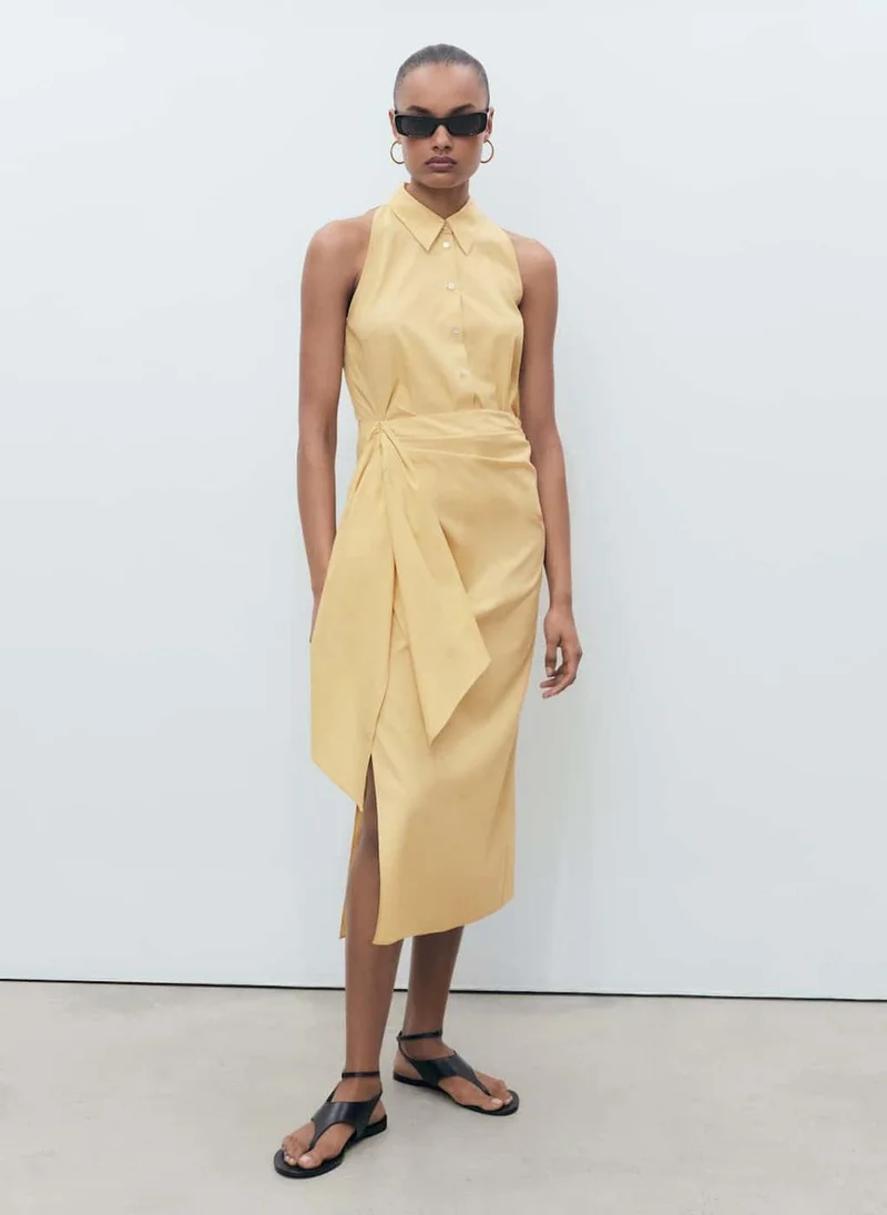 MANGO Knotted Shirt Dress