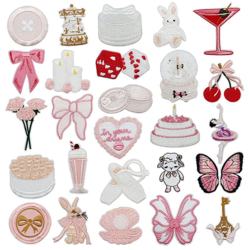 Yayatty 27 PCS Appliques Stickers Iron on Patches White Embroidered Sew on Patch Applique for Clothing Dress Backpacks and DIY Decorations - Image 1
