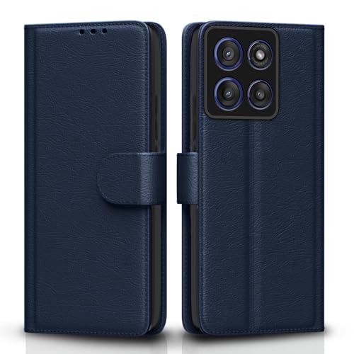 Pikkme Flip Cover for Motorola Moto Edge 60 Stylus 5G Leather Finish | Inside TPU with Card Pockets | Wallet Stand and Shock Proof | Complete Protection Flip Case(Blue) - Image 1